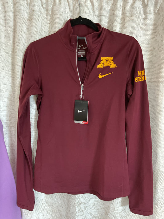 Nike Size S Burgundy Shirt Minnesota Gophers athletic partial zip