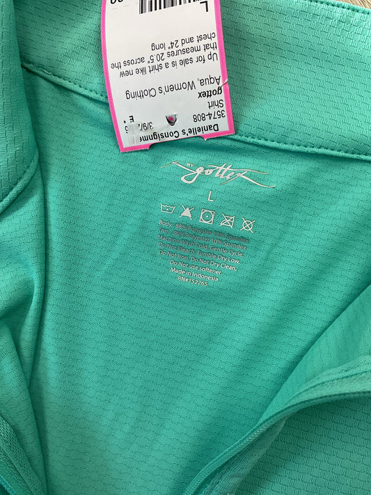 gottex Size L Aqua Shirt partial zip athletic