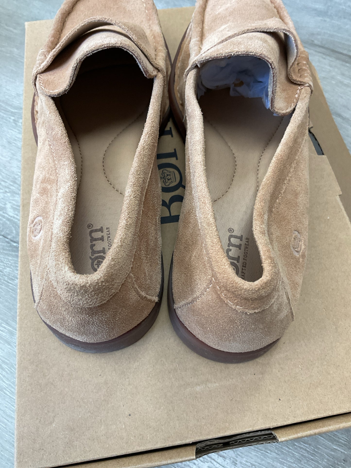 Born 9.5 Tan shoes New suede loafers  Maris Natural