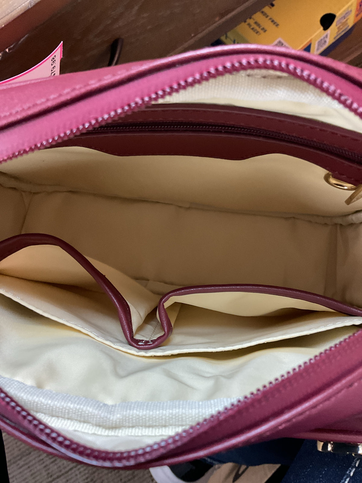 Arden Cove Purse burgundy leather anti theft wire in strap NWOT crossbody