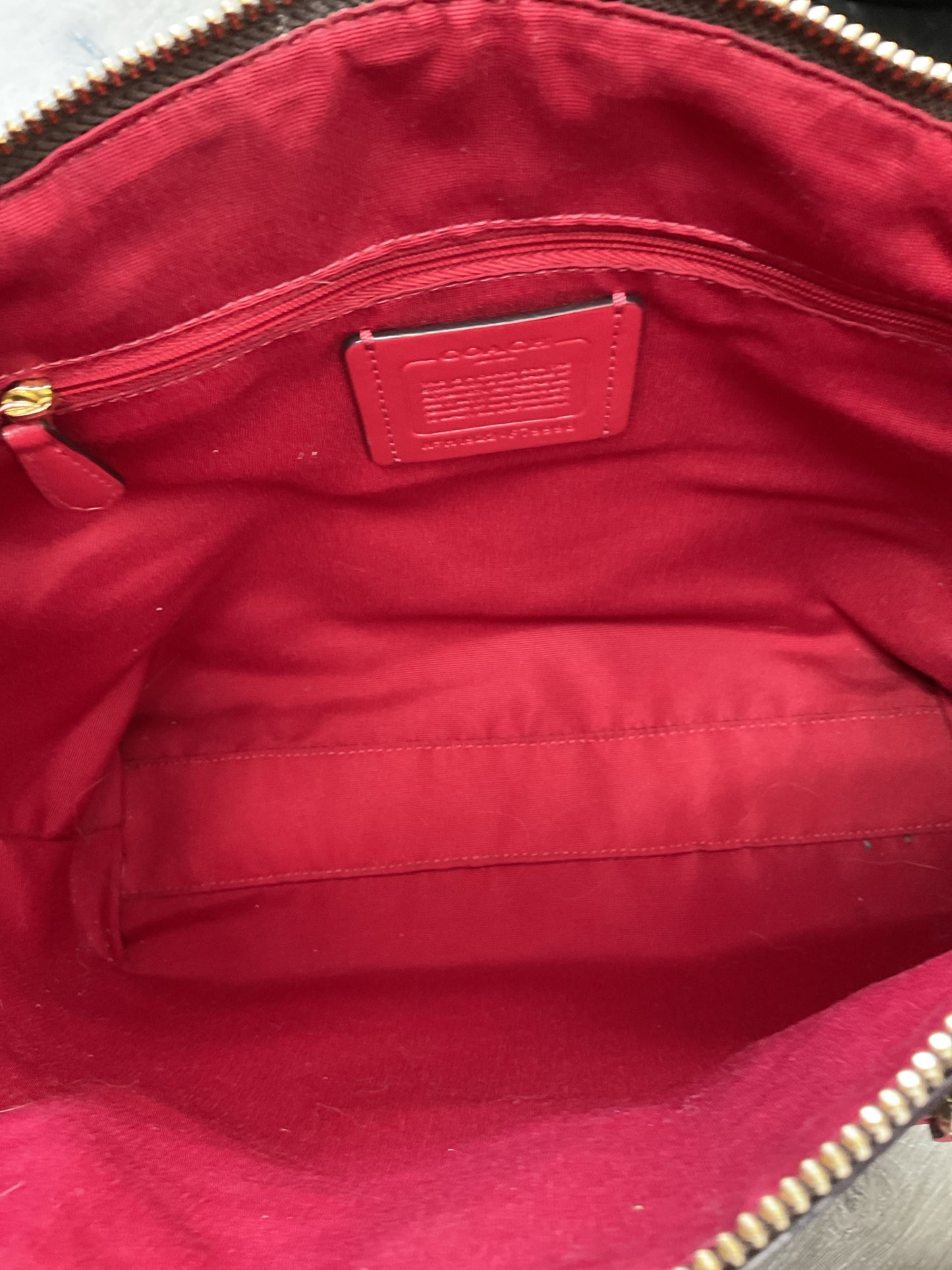 coach Purse Gallery Tote 79998 Chocolate Cherry Signature Canvas Crossbody Satch