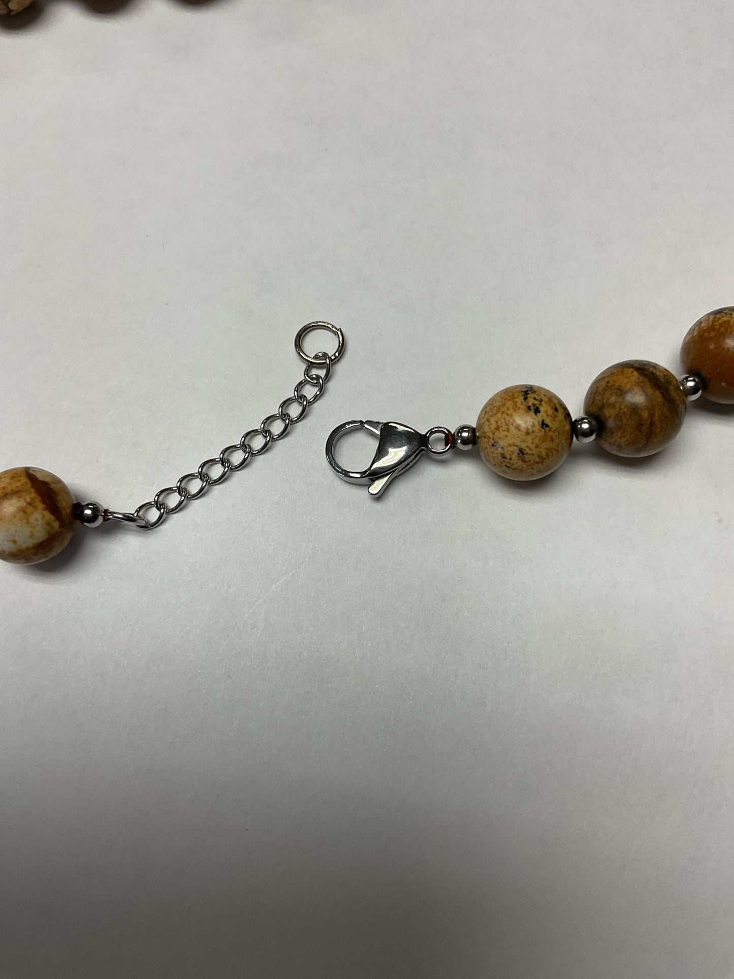 Necklace brown jasper bead 18"