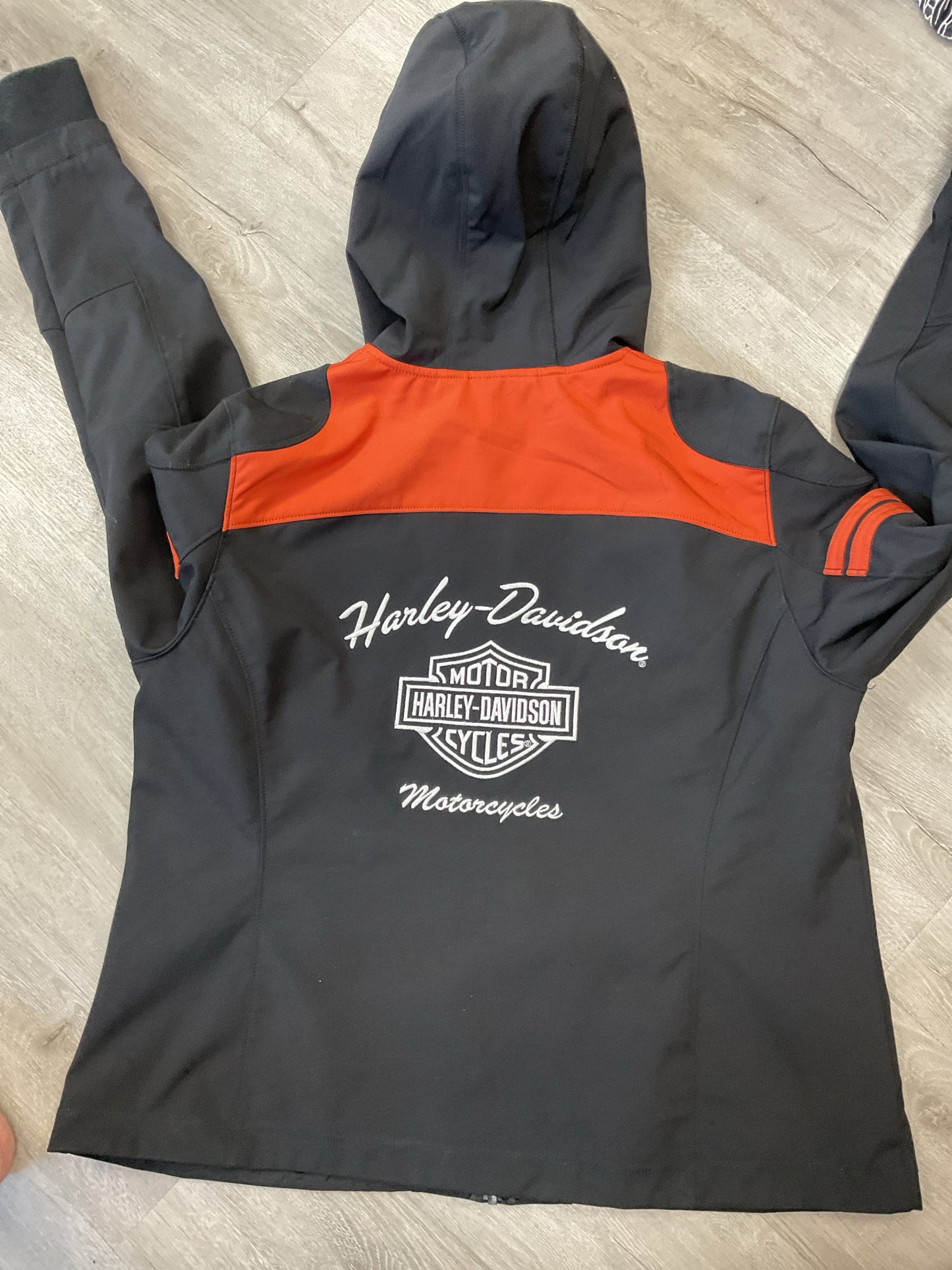 Harley Davidson Size 2X Black jacket zip orange and black nylon