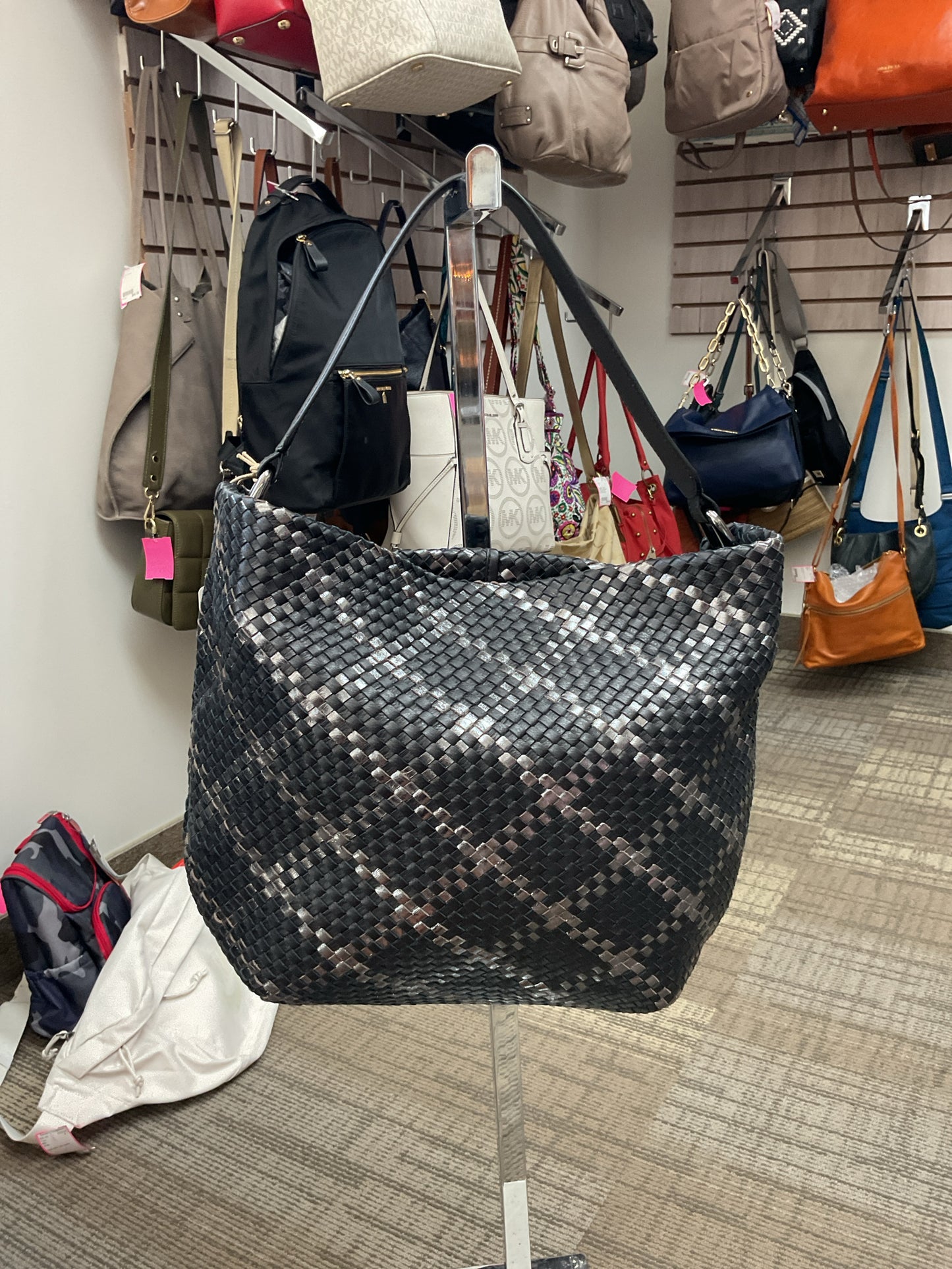Hobo Purse Black Metallic Woven NWT large shoulder bag