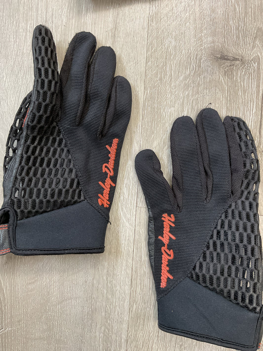 Harley Davidson Size L Black Gloves mesh ladies with velcro tabs