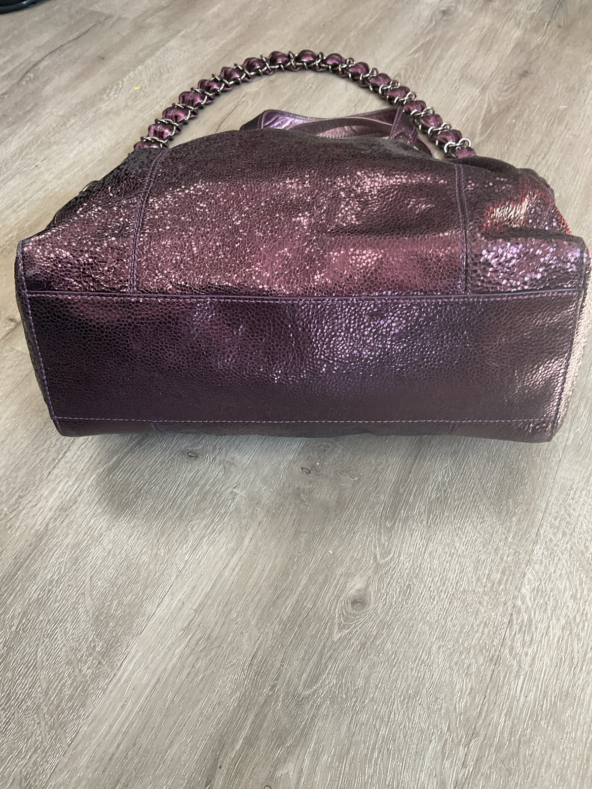 coach Purse Vintage 14421 MADISON TEXTURED METALLIC PURPLE LG CLAIRE HANDBAG