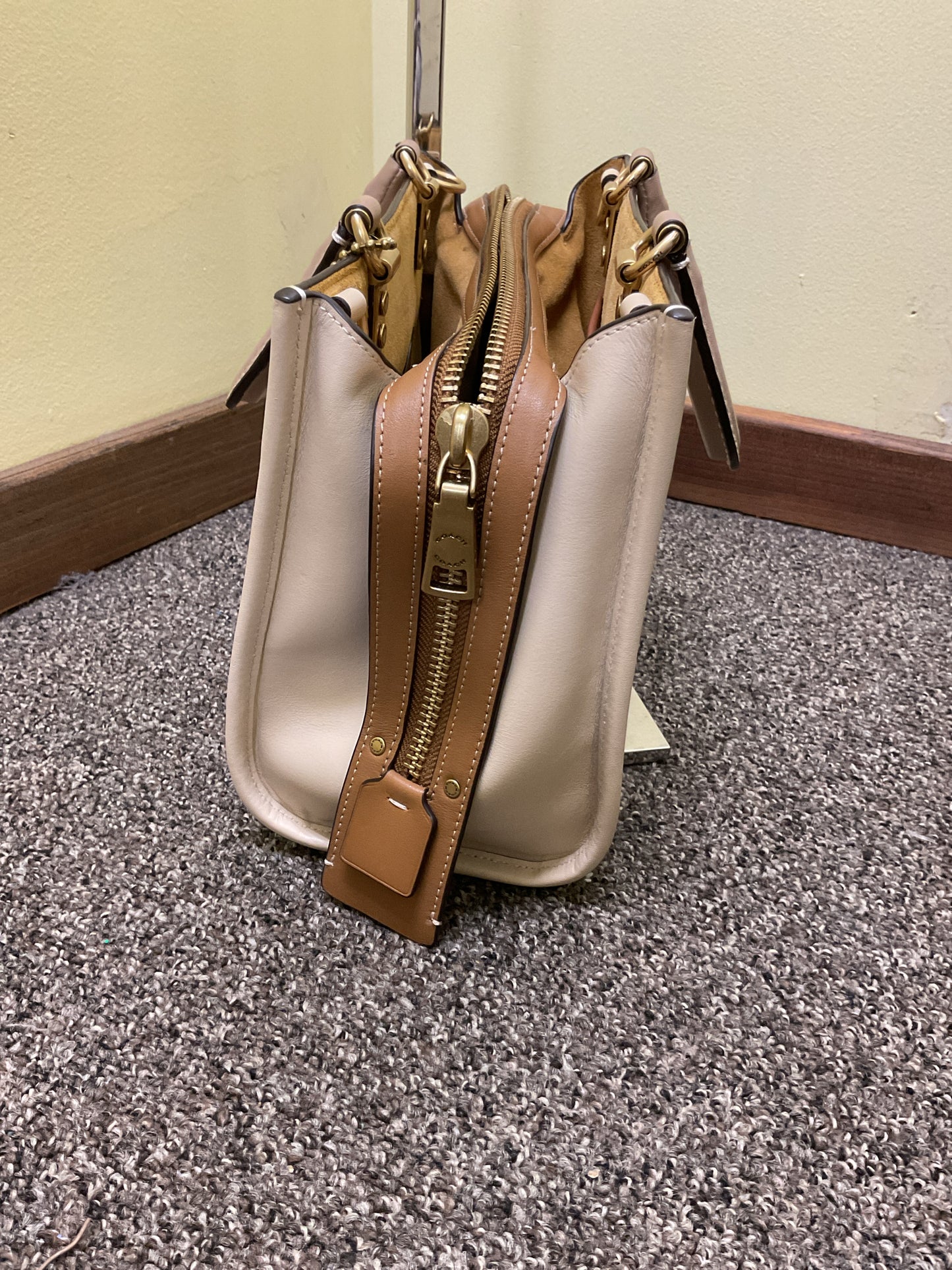 coach Purse Rogue 25 1941 3way bag signature jacquard leather beige CA302