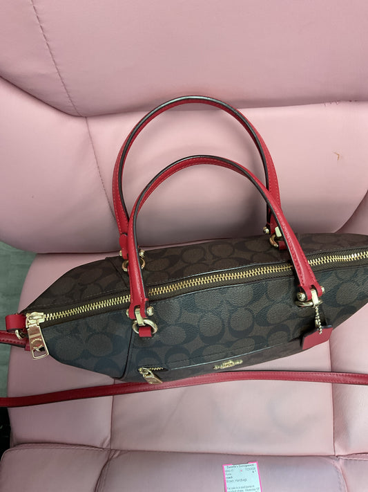 coach Purse Gallery Tote 79998 Chocolate Cherry Signature Canvas Crossbody Satch