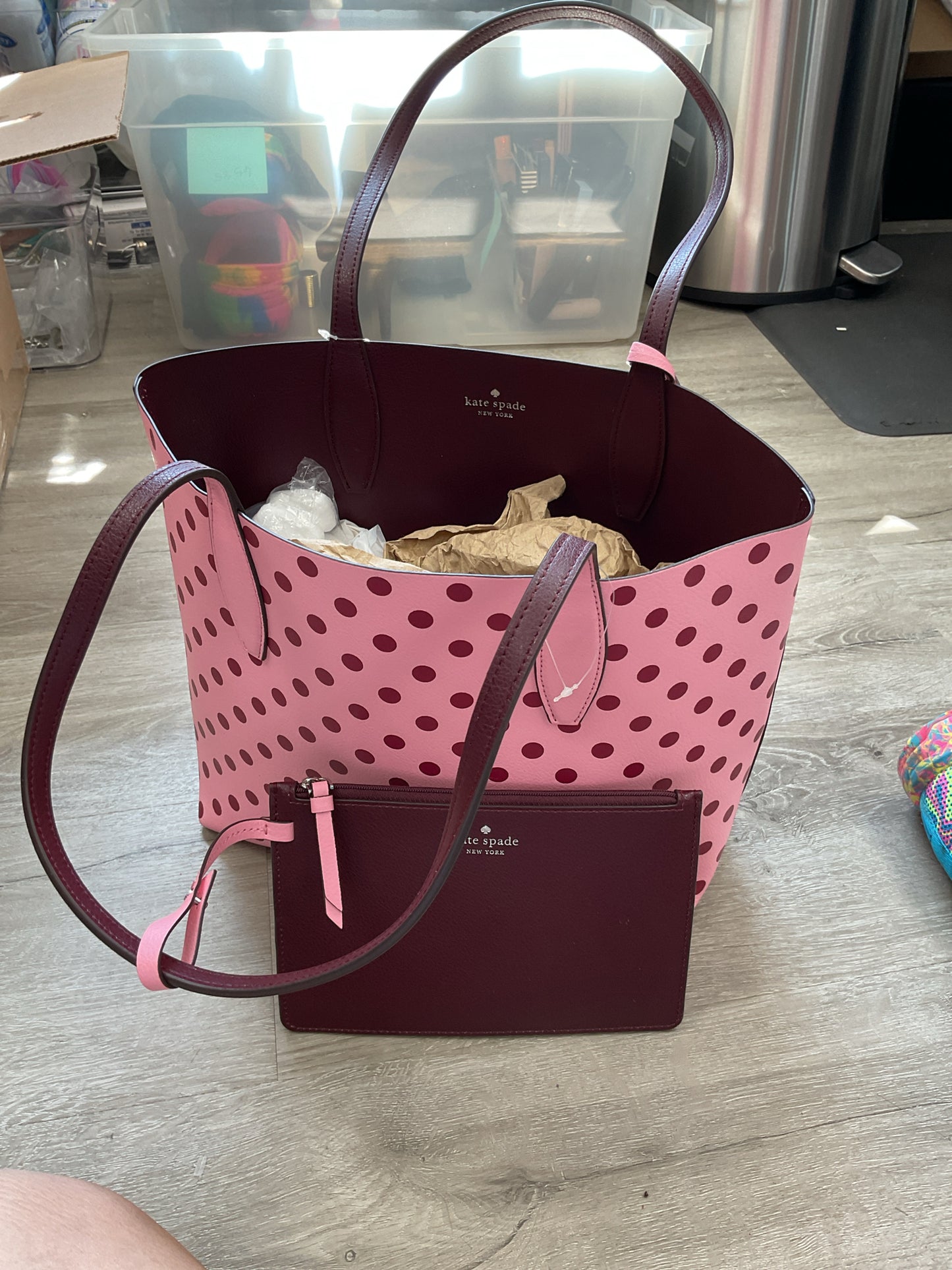 Kate Spade Purse polka dot tote medium purse NWT wtih zip pouch