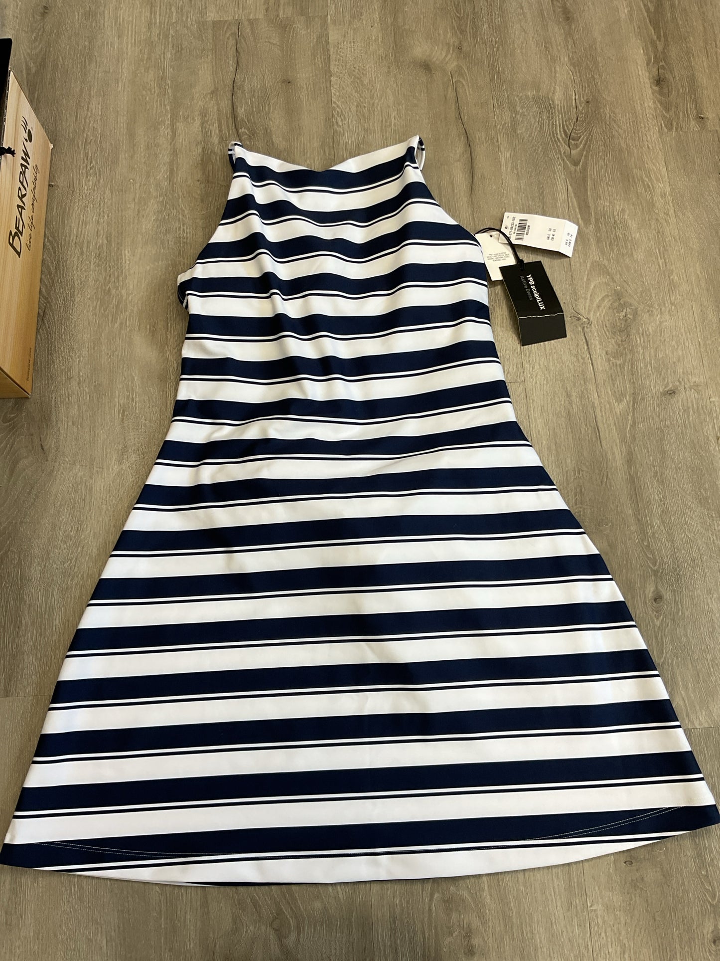 YPB Size M White Dress navy & White athletic sculpt Lux NWT FITS SMALL