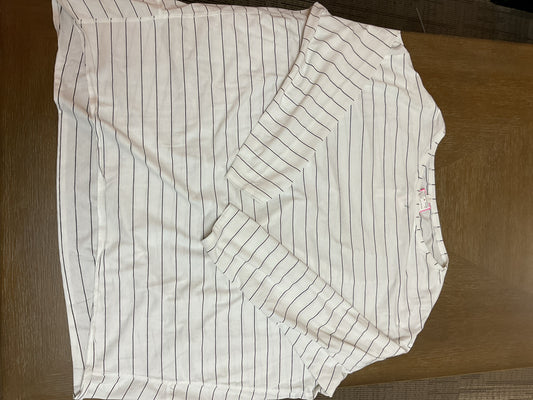 Lululemon Size 16 White Shirt long sleeve black pinstriped