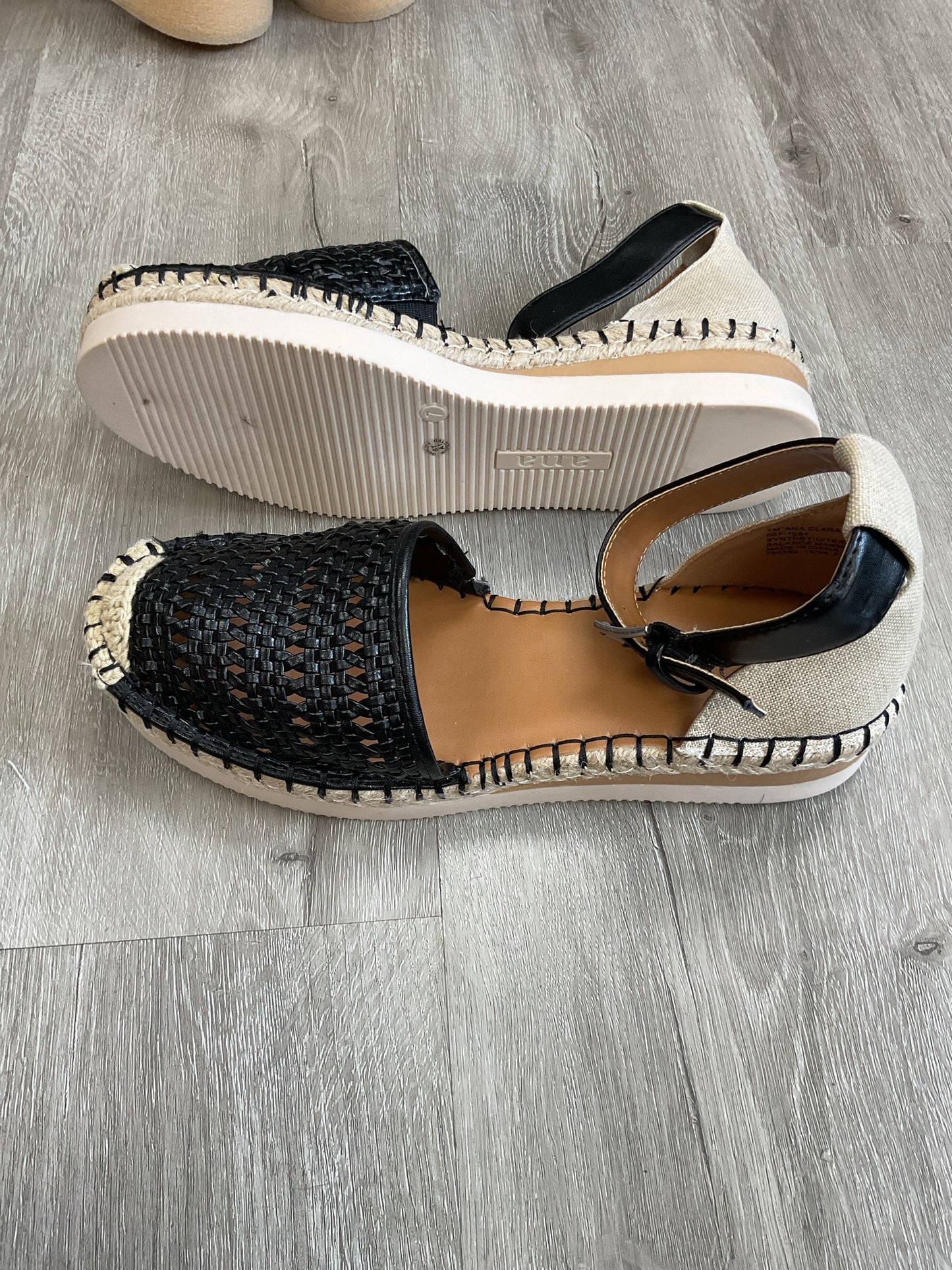 ANA 7 Black shoes woven hurache ankle strap