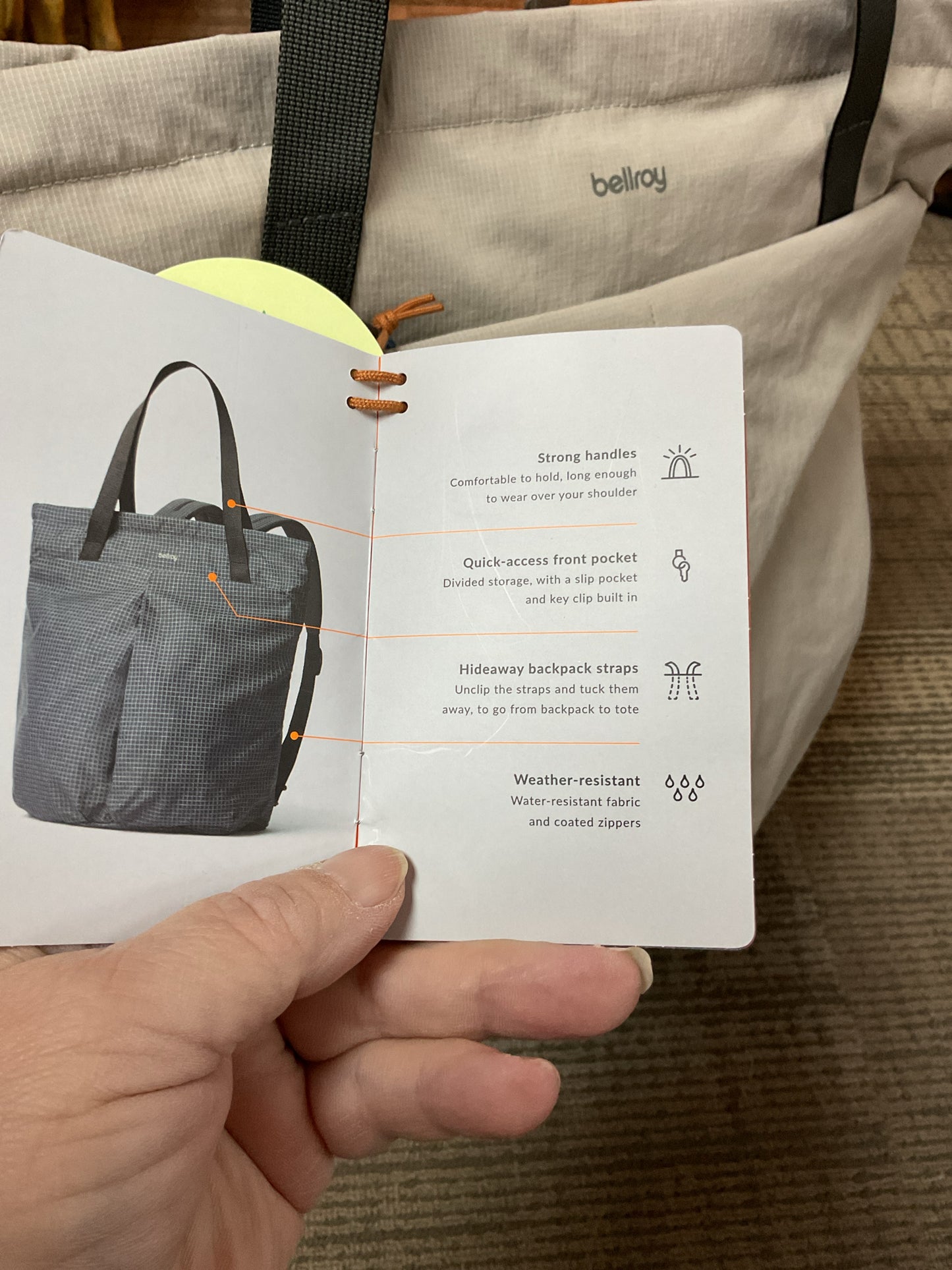 Bellroy Purse NWT Lite Totepack taupe tote Hideaway backpack straps