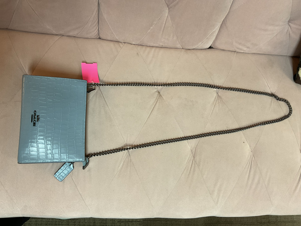coach Purse Slim Body Cornflower blue crocodile embossed leather CrossBody CR237