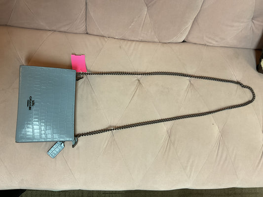 coach Purse Slim Body Cornflower blue crocodile embossed leather CrossBody CR237