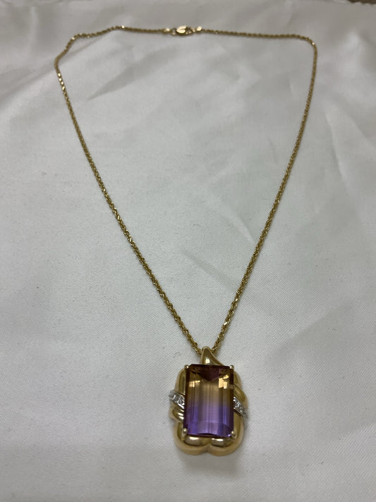14K Necklace with 17" chain and 10k pendant Ametrine