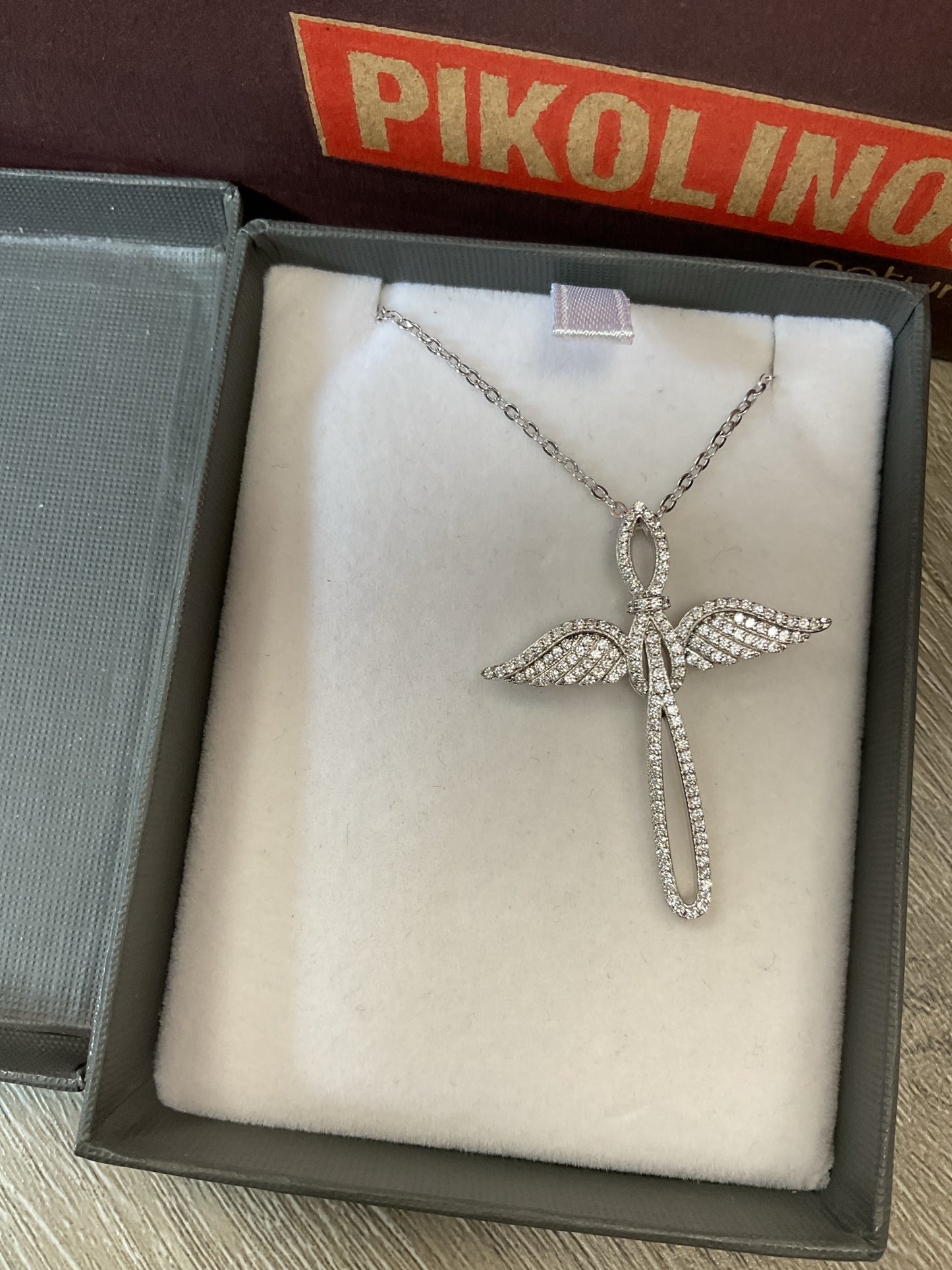 925 Sterling Necklace new cz winged cross JCM stampede NEW