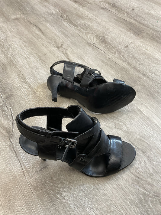 Nine West 6.5 Black Sandals New leather sexy stiletto