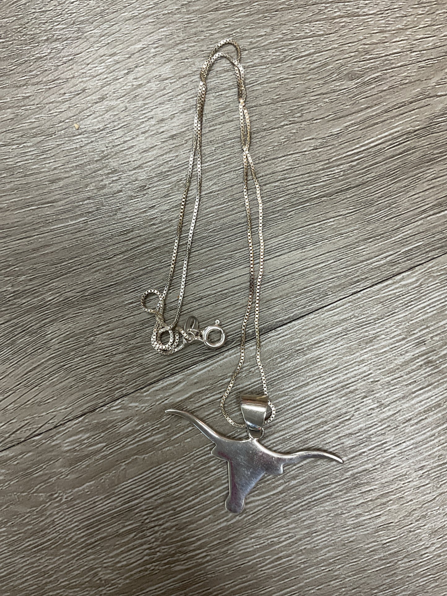 Sterling Silver Necklace Texas Longhorn pendant