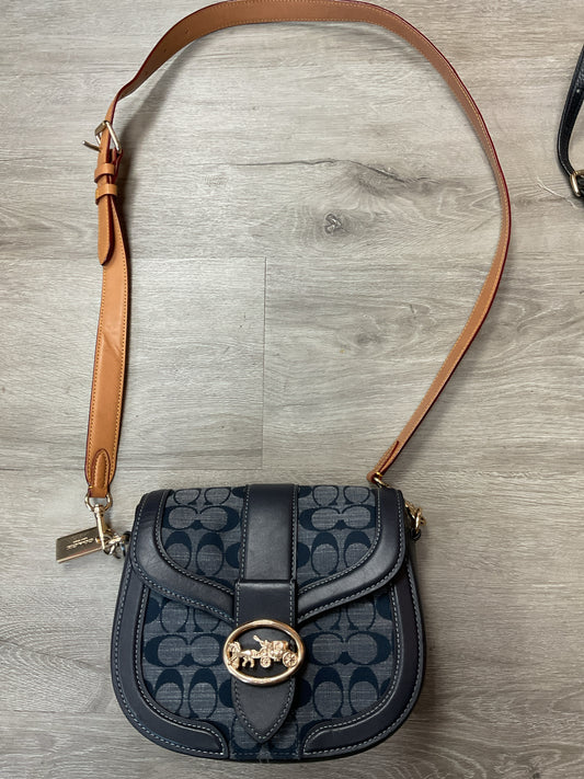 coach Purse Denim Signature Georgie Saddle Crossbody Bag C4066