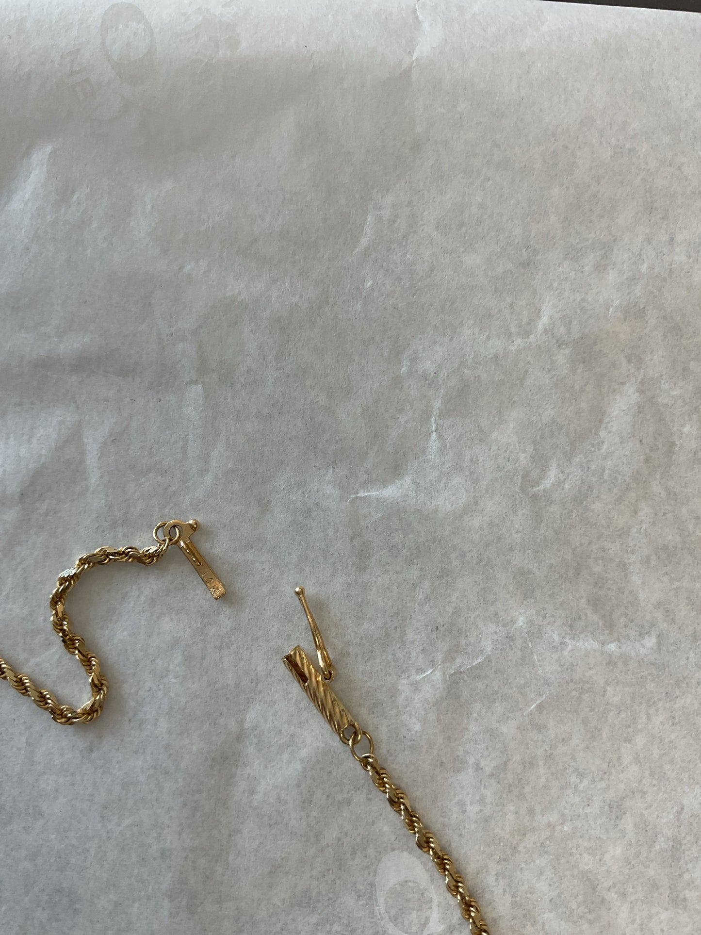 14K Necklace 3.9g 17.5" rope chain diamond cut finish