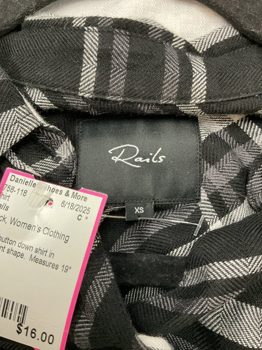 Rails Size XS Black Shirt button down black and white plaid