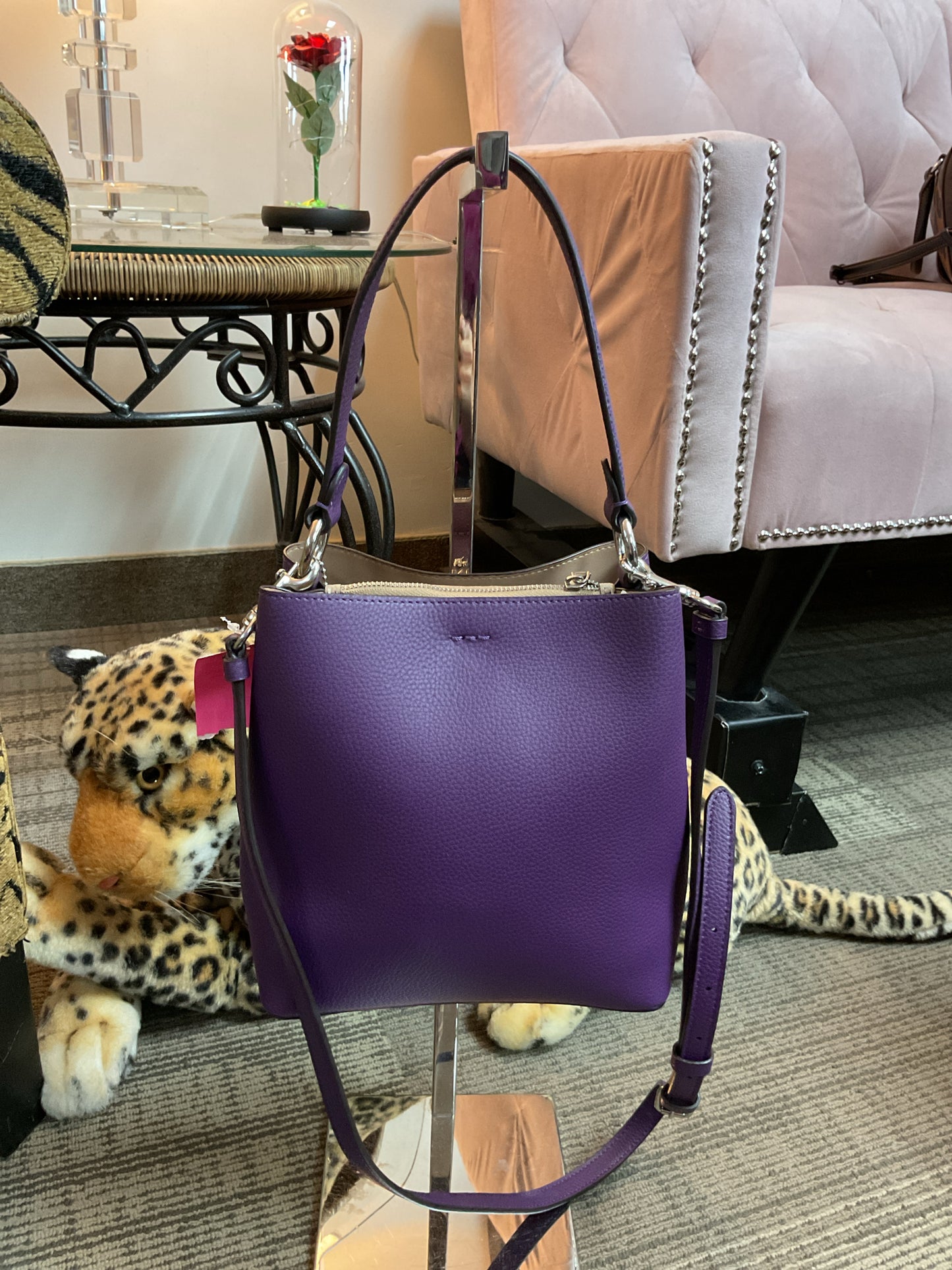 coach Purse Small Town Bucket Bag Model # L2111-C9213 - Purple w/long handle