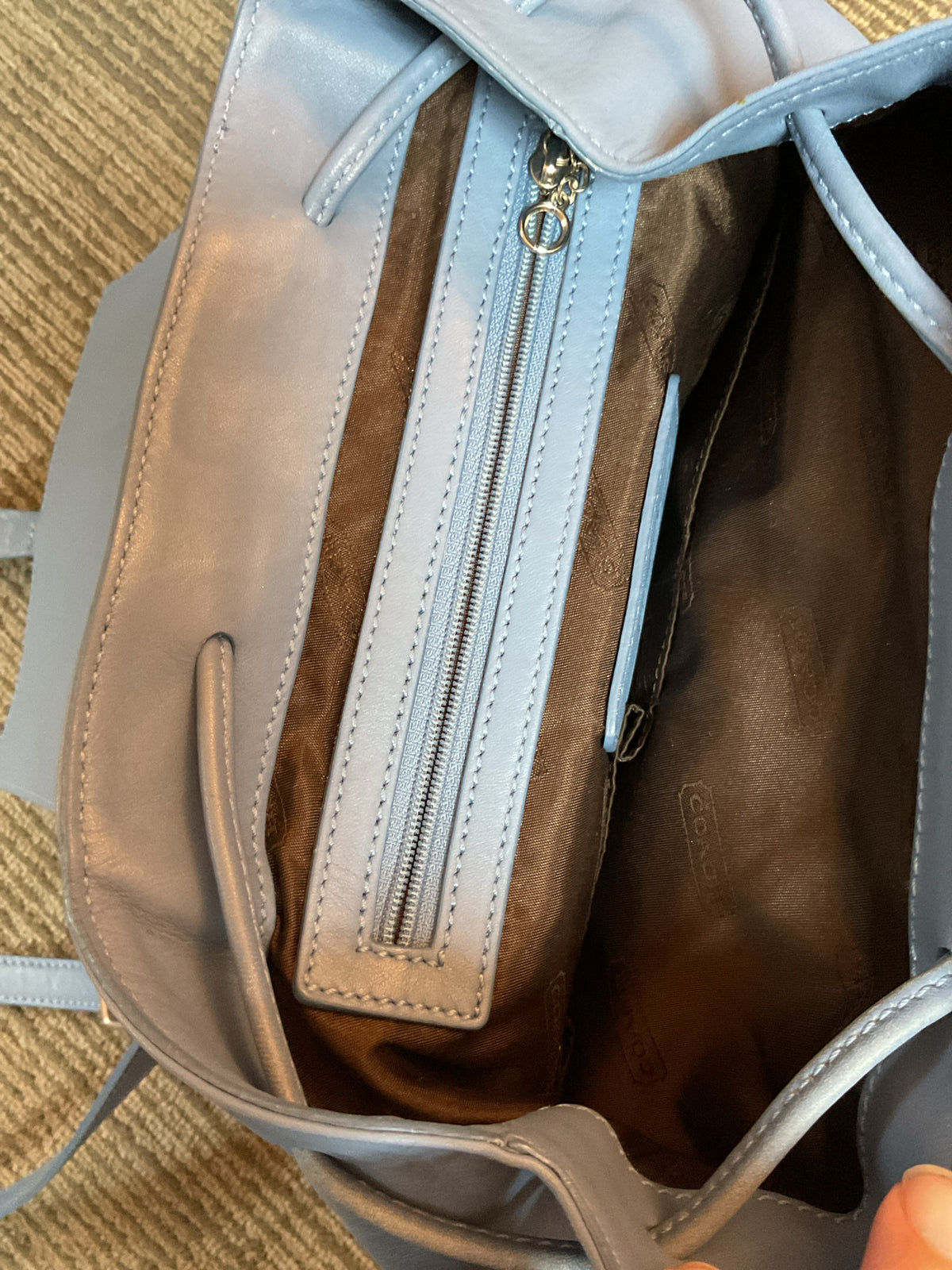 coach Backpack  flap vintage backpack number 9858 sky blue leather Y2K