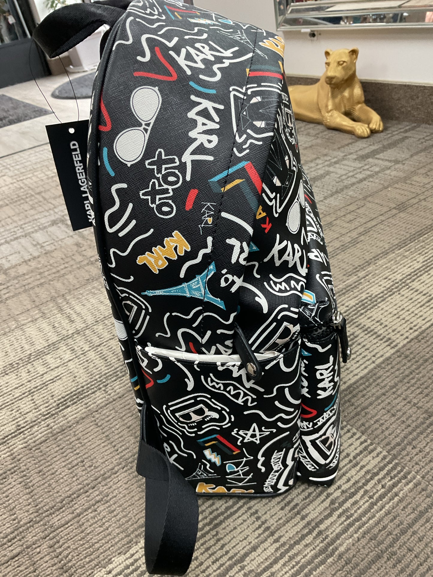 Karl Legerfeld BackPack Paris grafitti print New