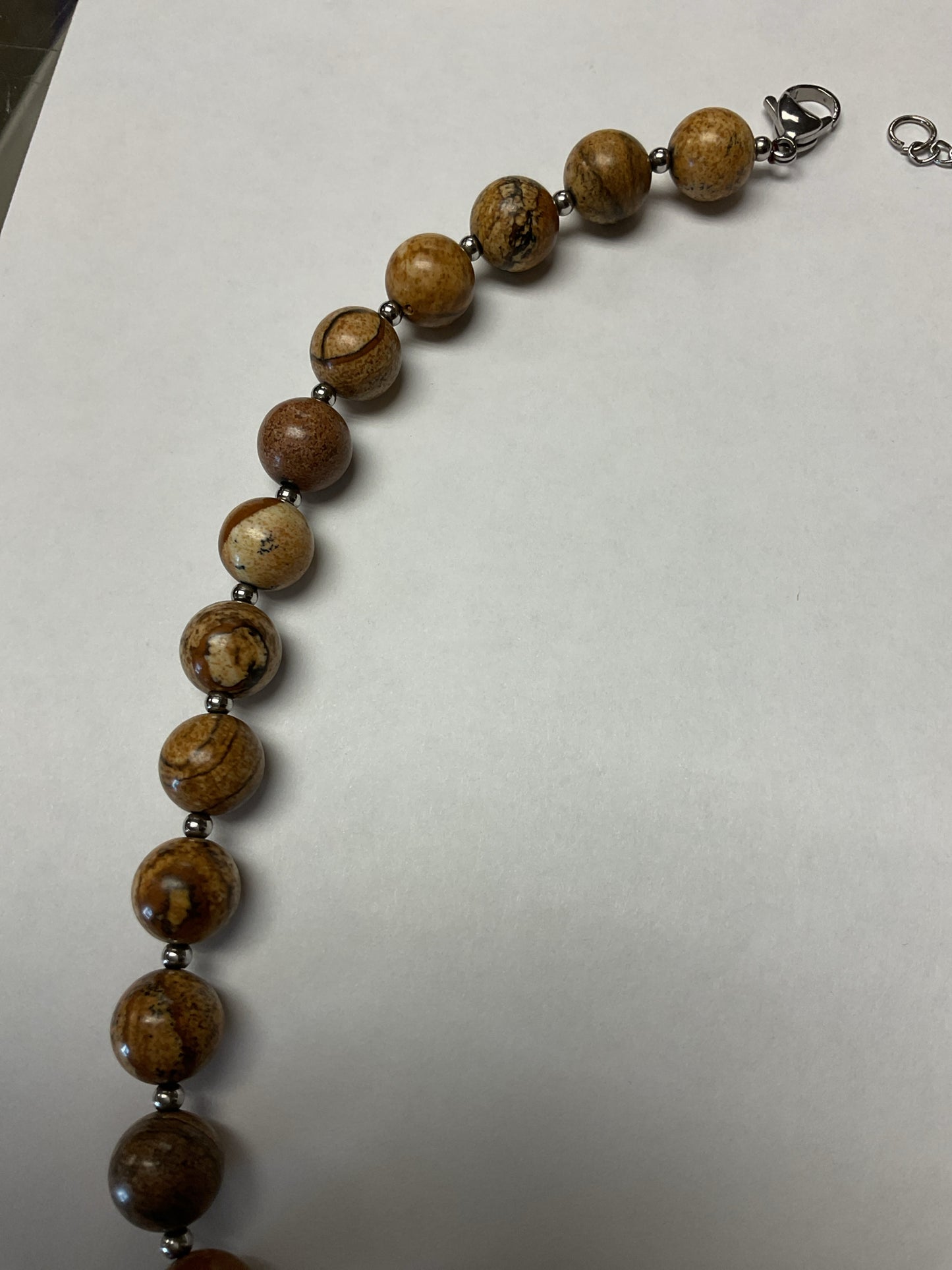 Necklace brown jasper bead 18"