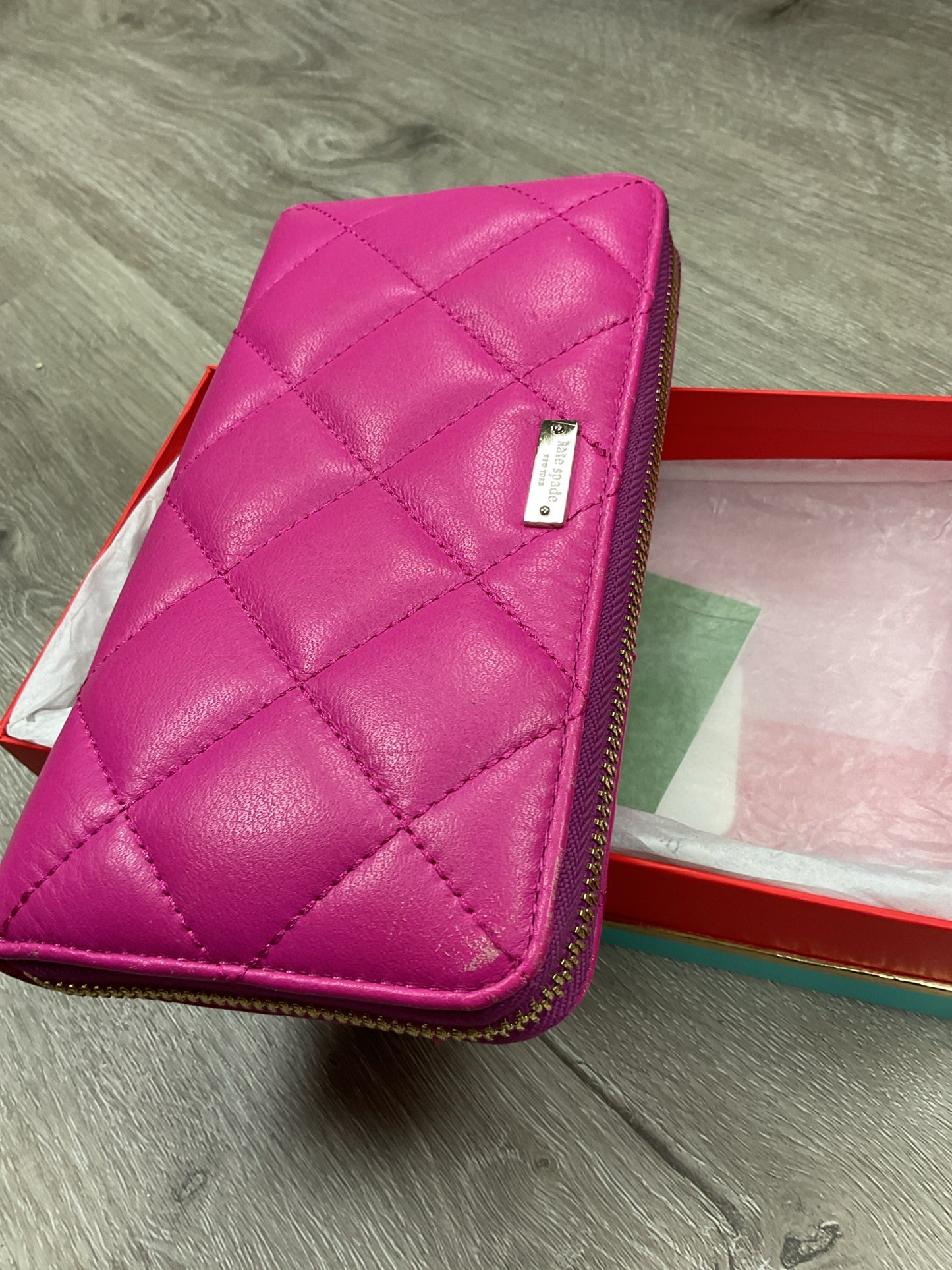 Kate Spade Wallet Lacey Gold Coast lightly used leather hot pink