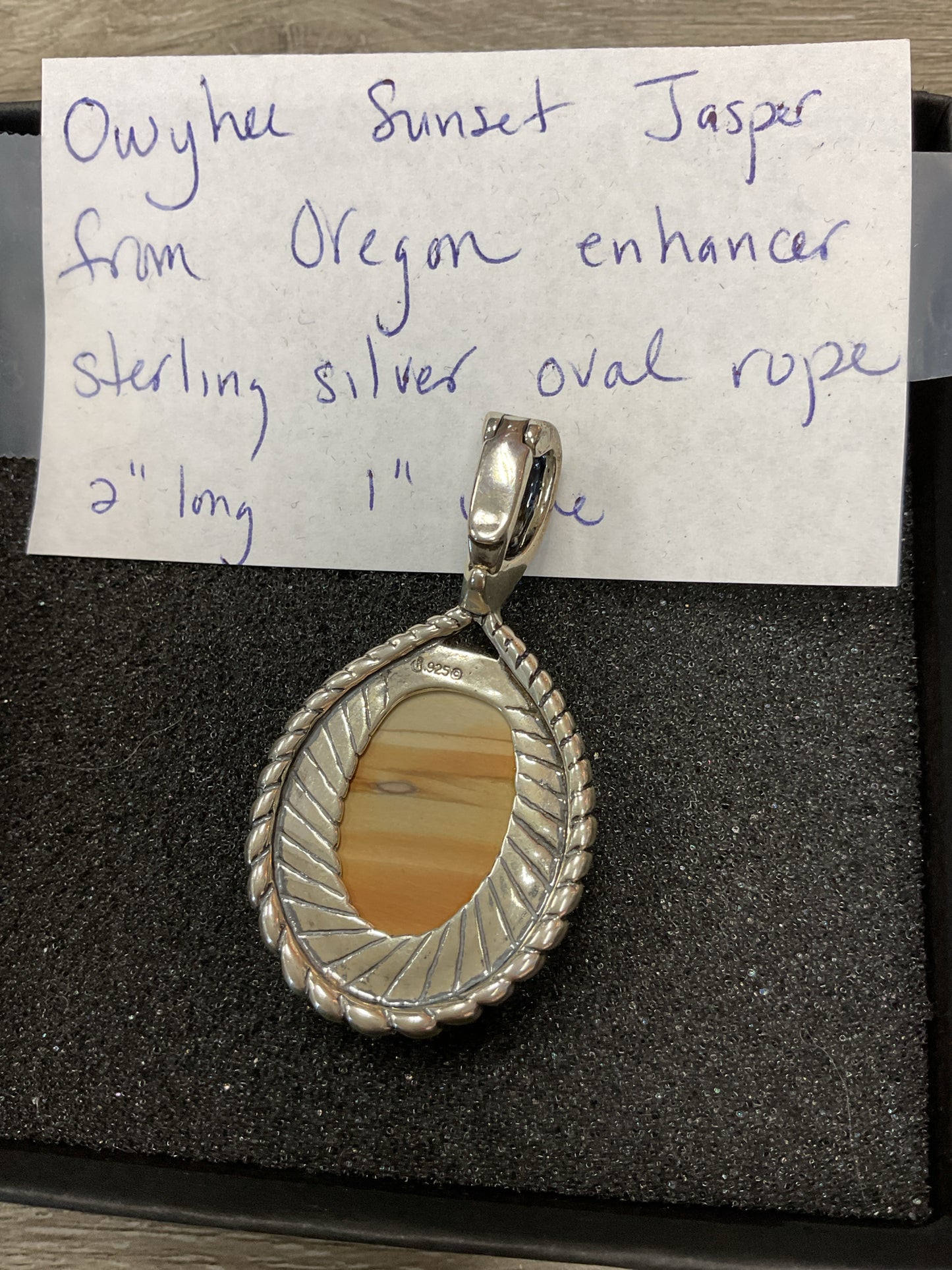 Sterling Silver Brooch Owyhu Sunset Jasper oval rope trim