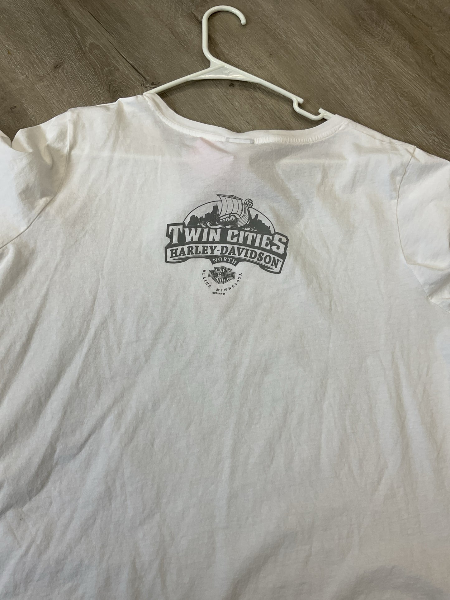 Harley Davidson Size 2X White Shirt short slv silver metallic bling