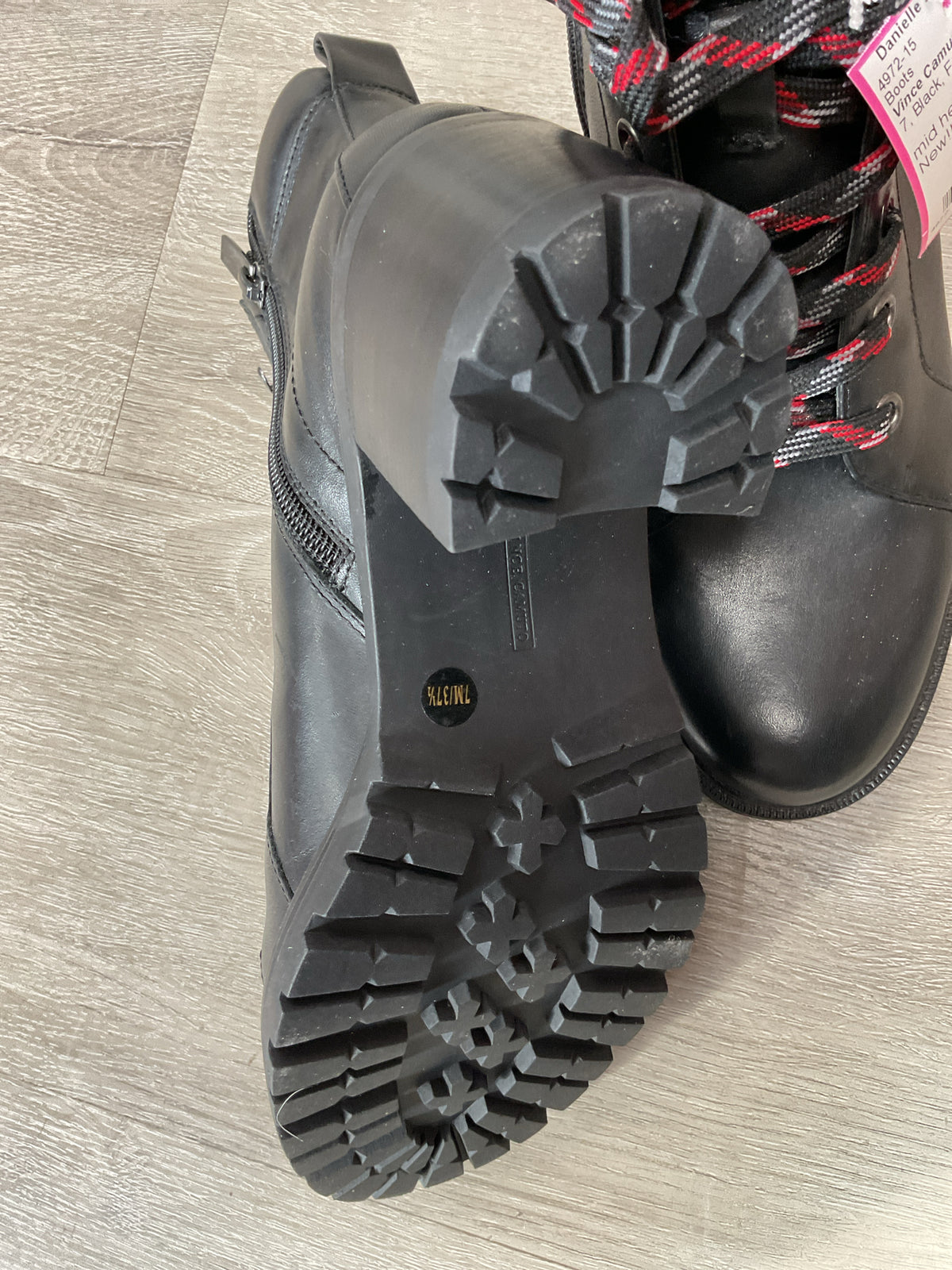 Vince Camuto 7 Black Boots NWOB red lace up heeled  New