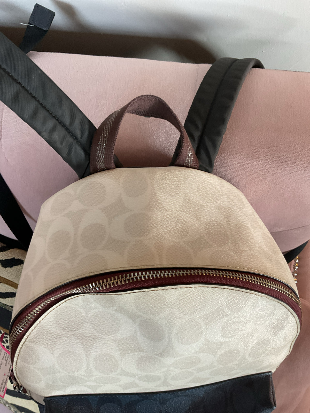 coach Backpack 91074 Charli backpack navy and white signiture