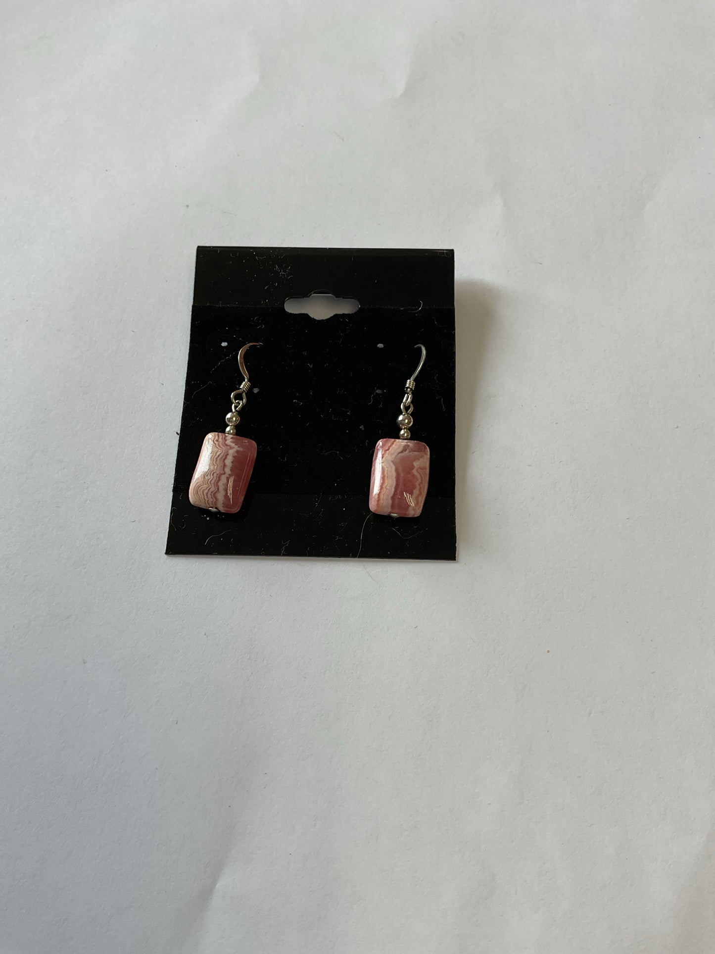 Sterling Silver Earrings 1 3/8" rhodonite