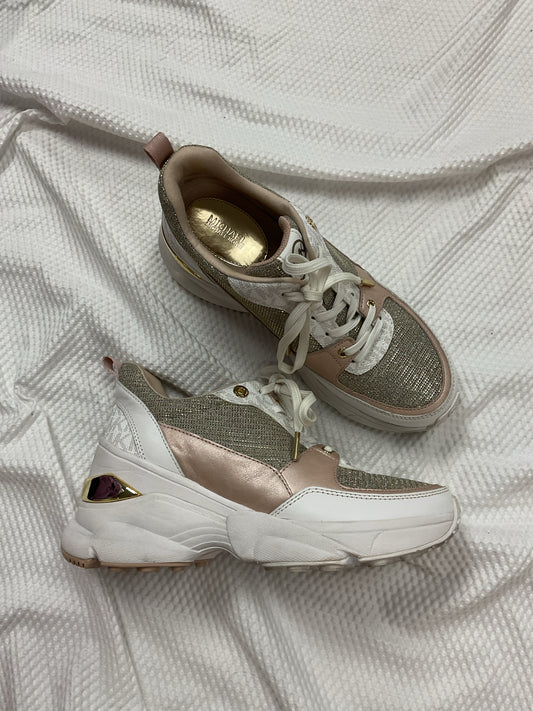 Michael Kors 8.5 Pink shoes glitter sneakers gold vanilla plaform