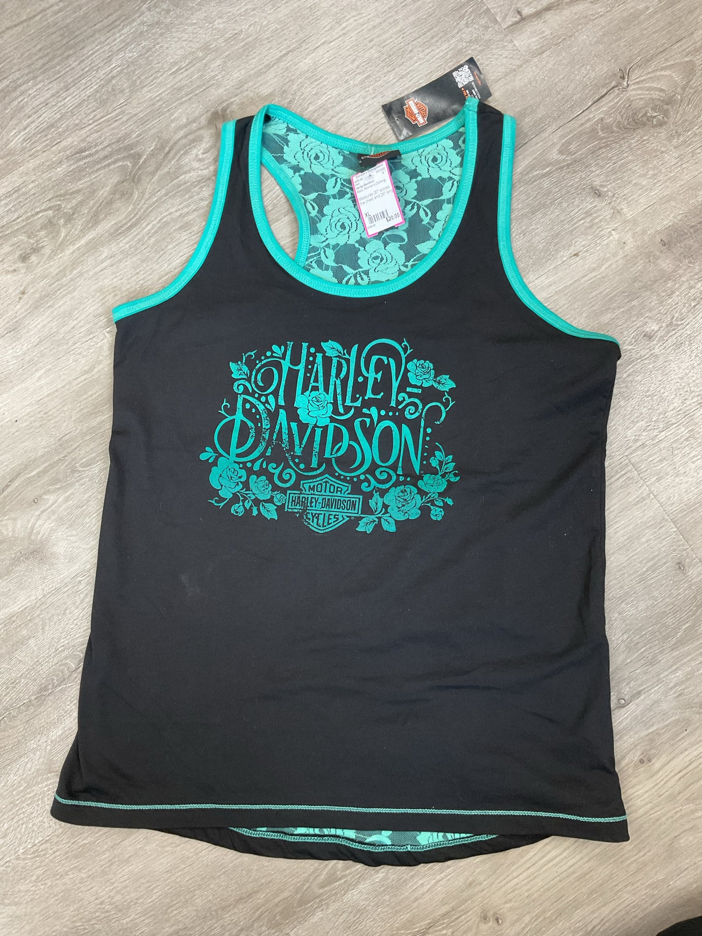 Harley Davidson Size XL Black Shirt New lace mint green tank top