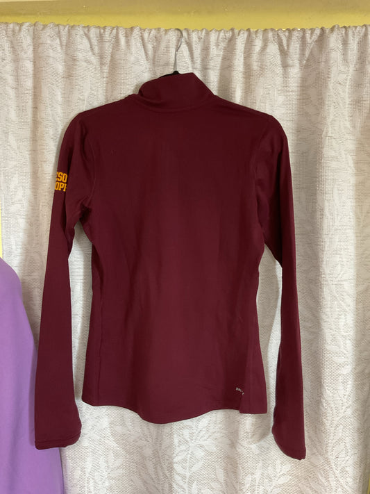 Nike Size S Burgundy Shirt Minnesota Gophers athletic partial zip