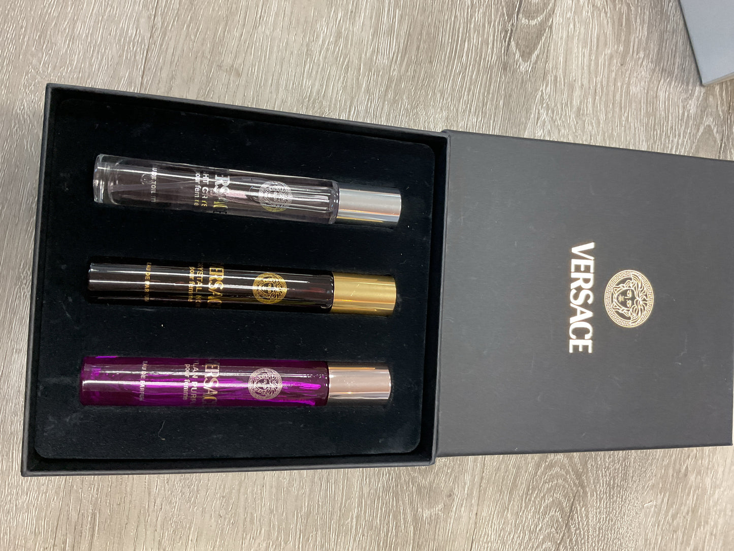 perfume Versace 3pc travel sprays Crystal Dylan and Bright