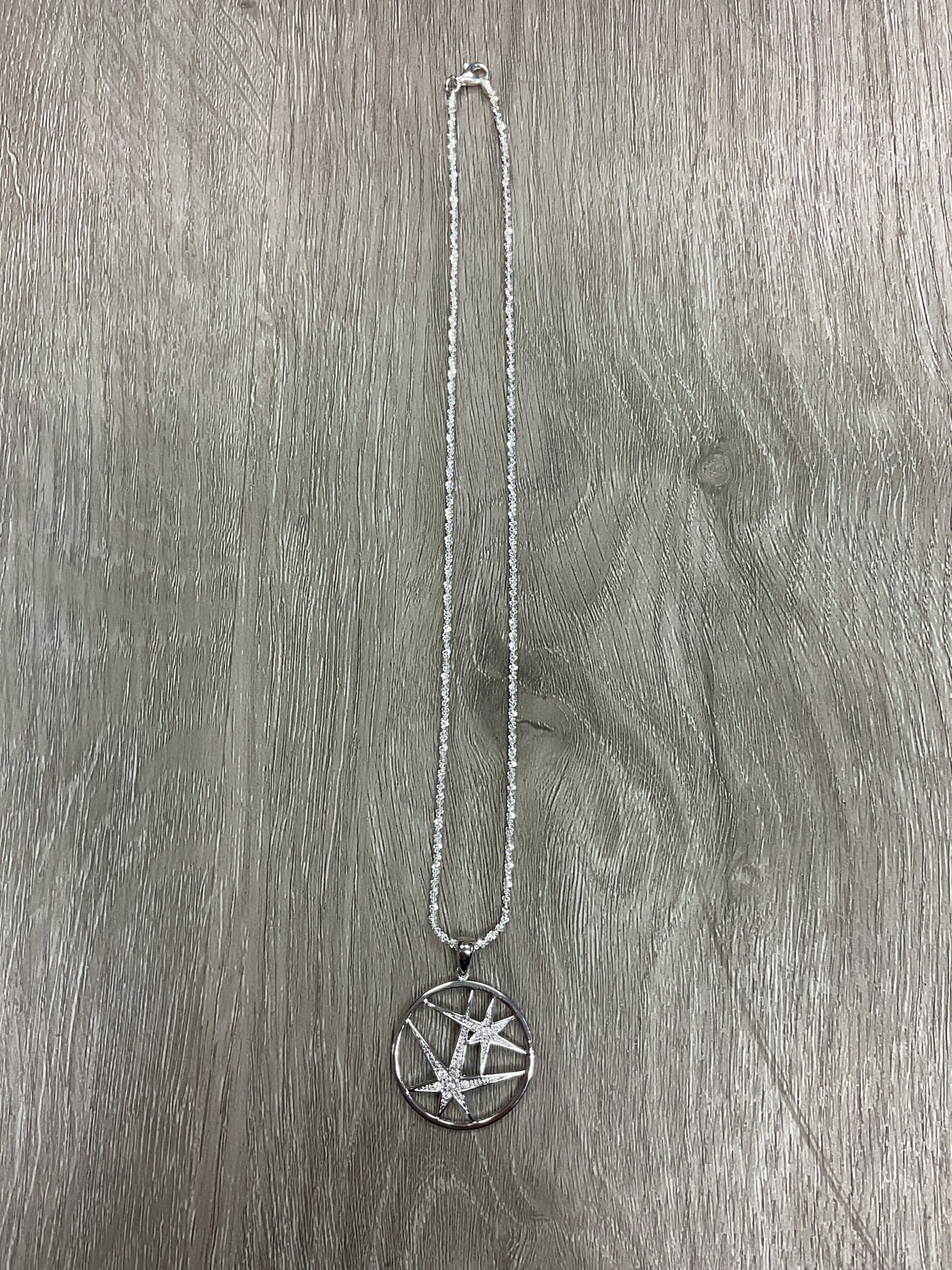 925 Sterling Necklace 16" chain with stars pendant