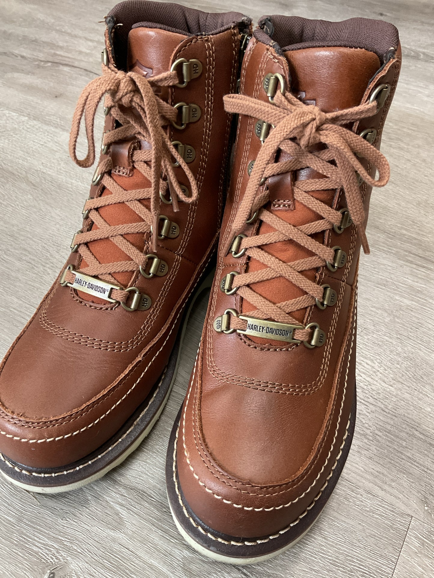 Harley Davidson 8 Brown Boots Juno Lace leather riding boots