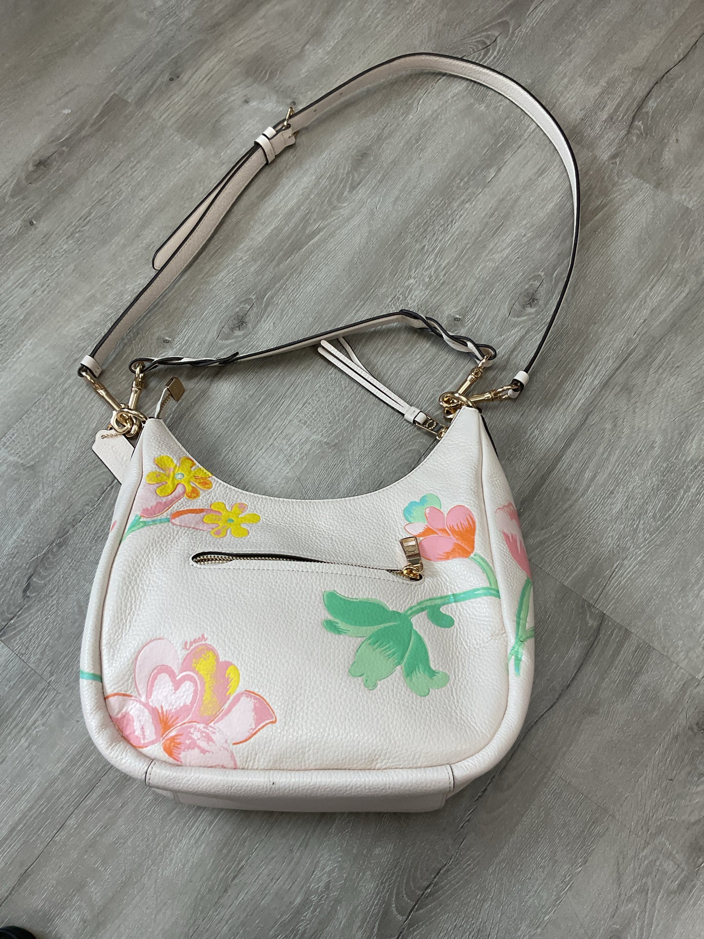coach Purse Jules Hobo Leather With Dreamy Land Floral Print gold chalk