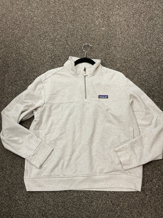 patagonia Size L Beige Shirt organic cotton blend partial zip