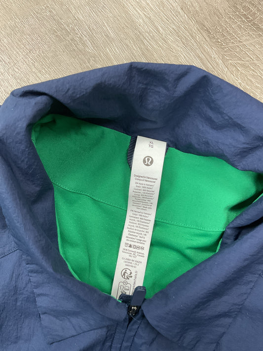 Lululemon Size XL Navy jacket nylon collared colorblock navy & green
