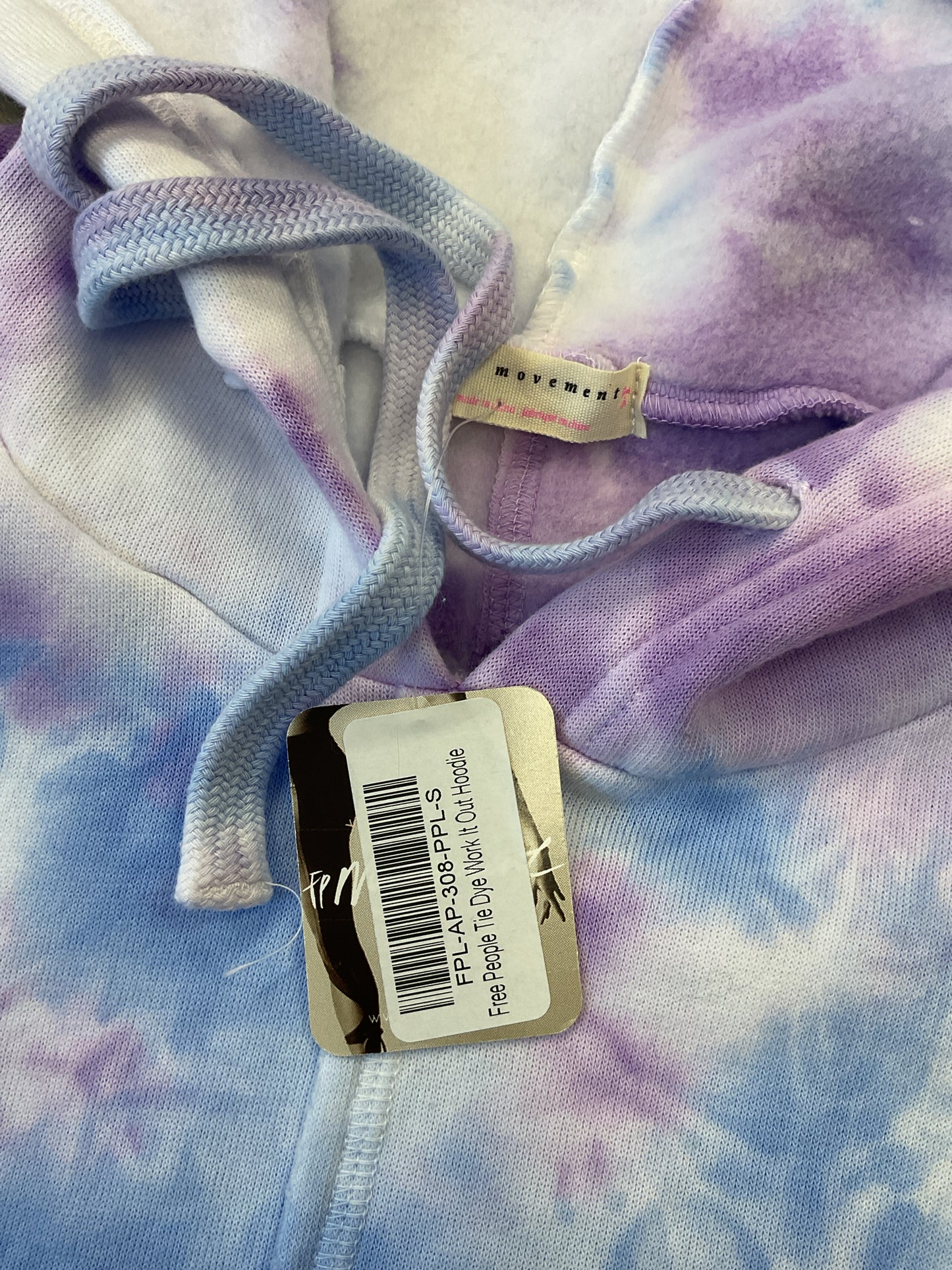 FREE PEOPLE Size S tie dye Sweatshirt work it out hoodie purple tye die