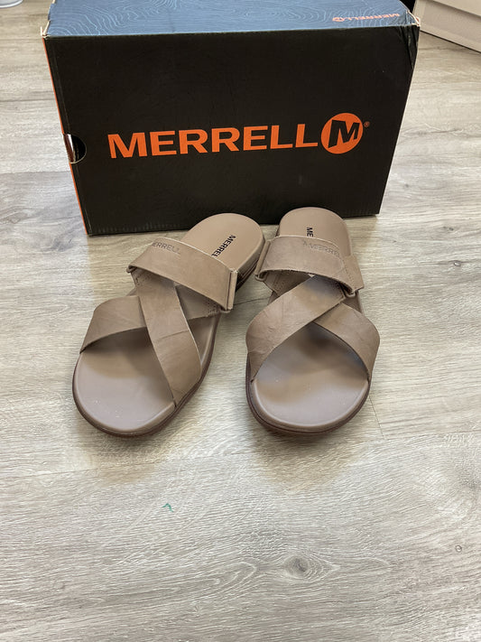Merrell 9 Taupe Sandals Sunvue slides in box