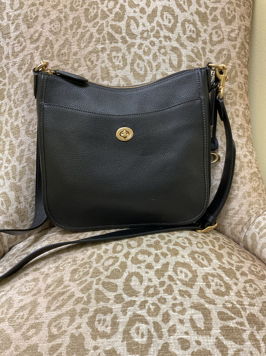 coach Purse Chaise Black Polished Pebbled Leather Crossbody Purse # C8483 MINT