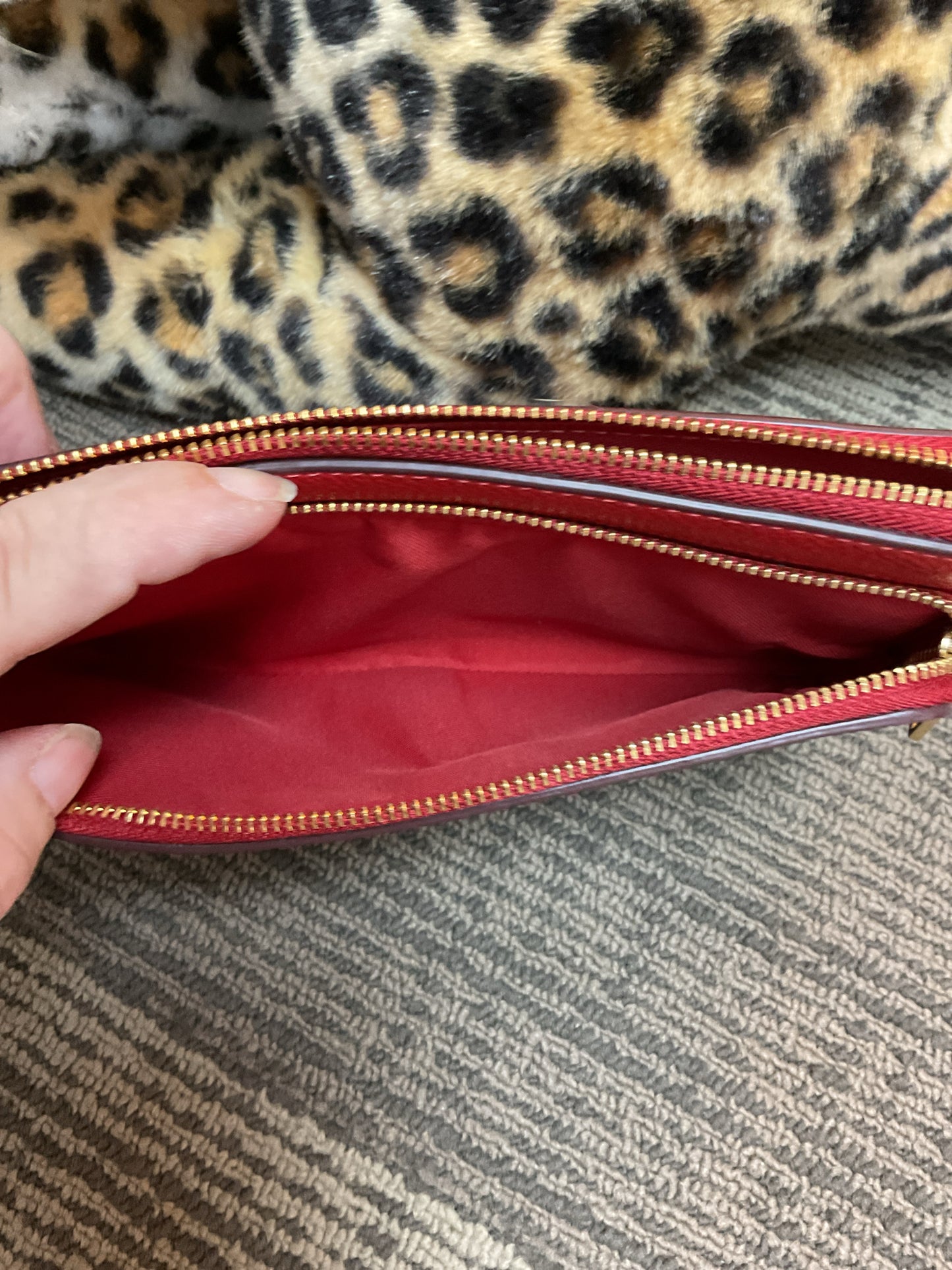 coach Wallet Brown and red double zip C5576 NWOT
