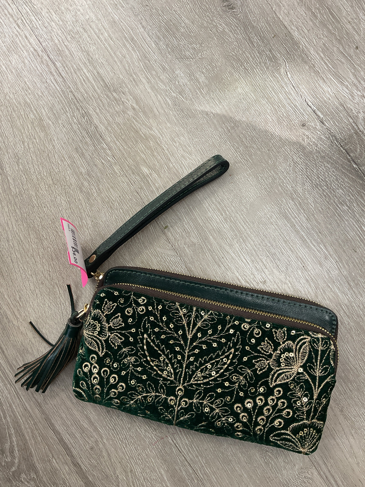 Patricia Nash Wallet double zip full size tassel gold embroidered velvet